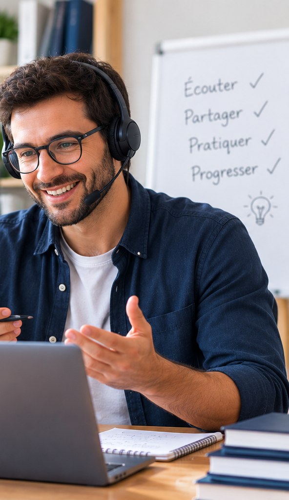 Formateur animant une session de coaching en ligne avec Classio